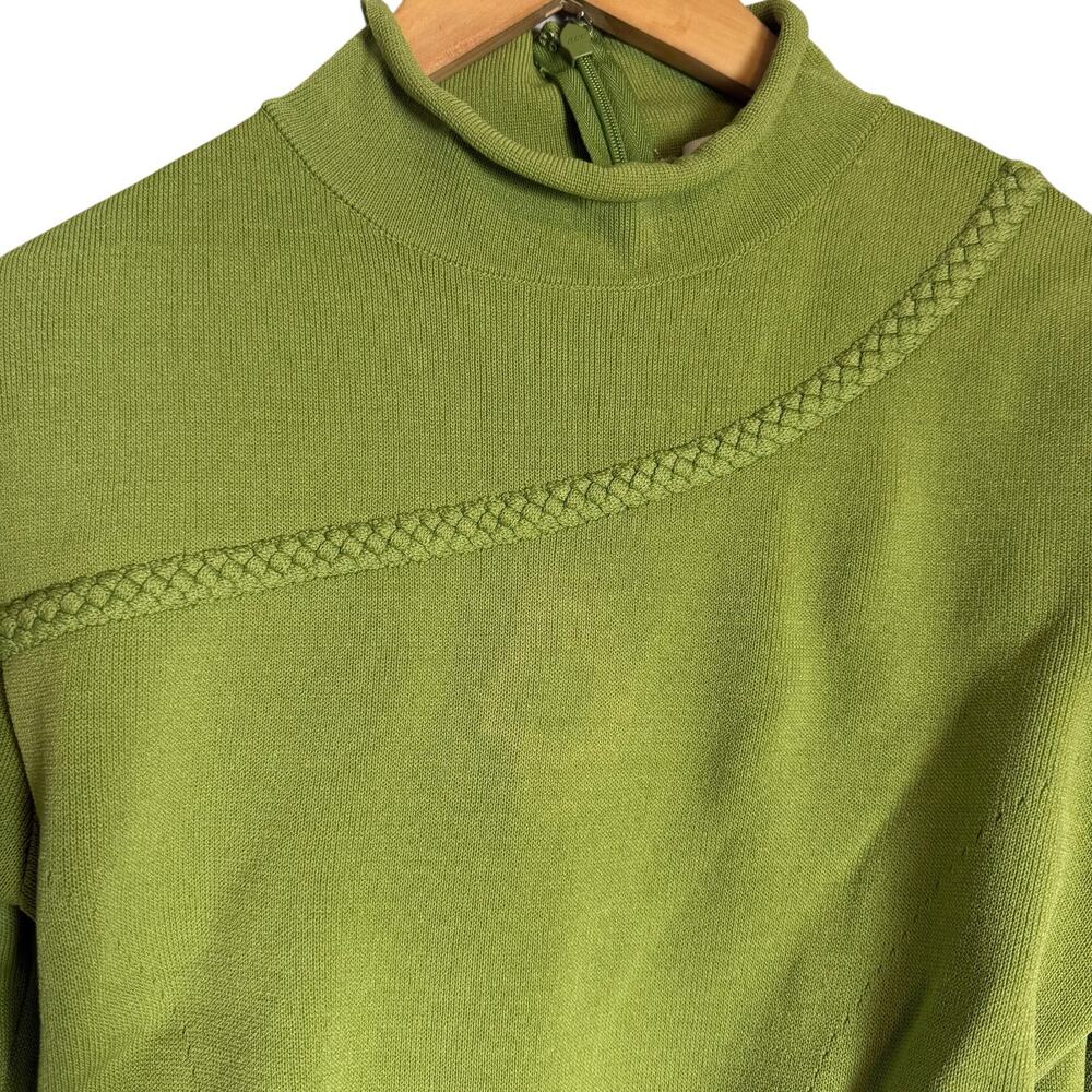 Aje Amelie Spring Green Cut Out Long Sleeve Knit Mock Neck Midi Dress Sz Medium - Picture 7 of 13